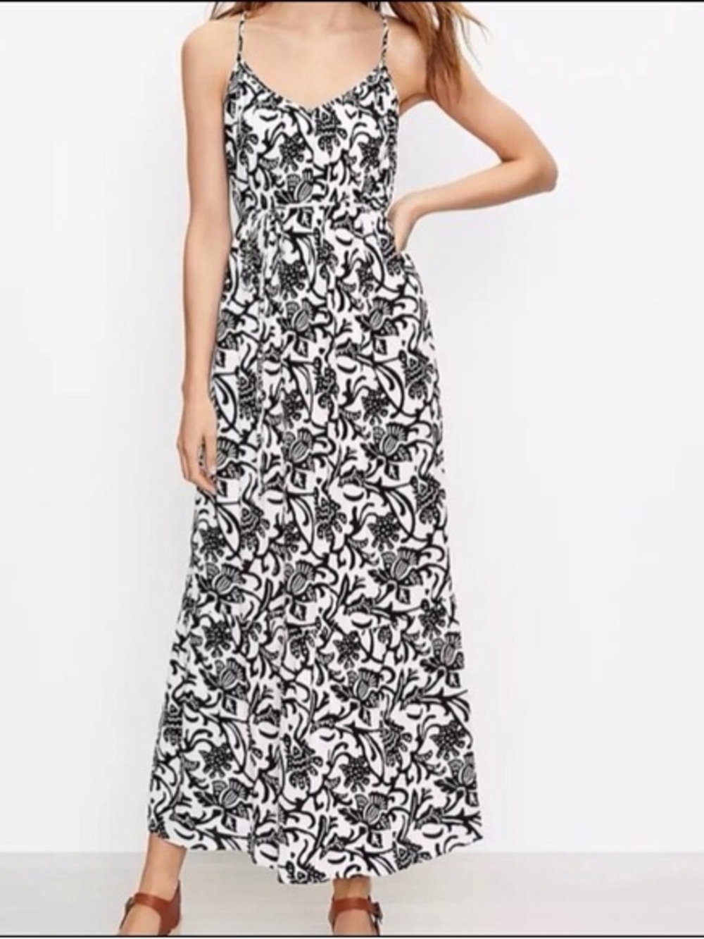 LOFT Vine Tie-Back Strappy Maxi Dress